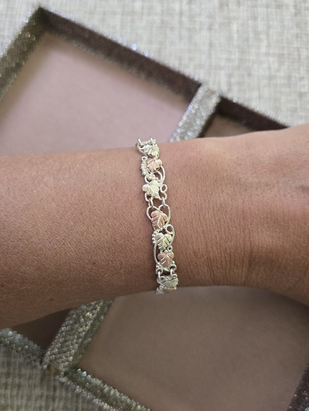 Black Hills Gold 12k Sterling Tri-Color Bracelet